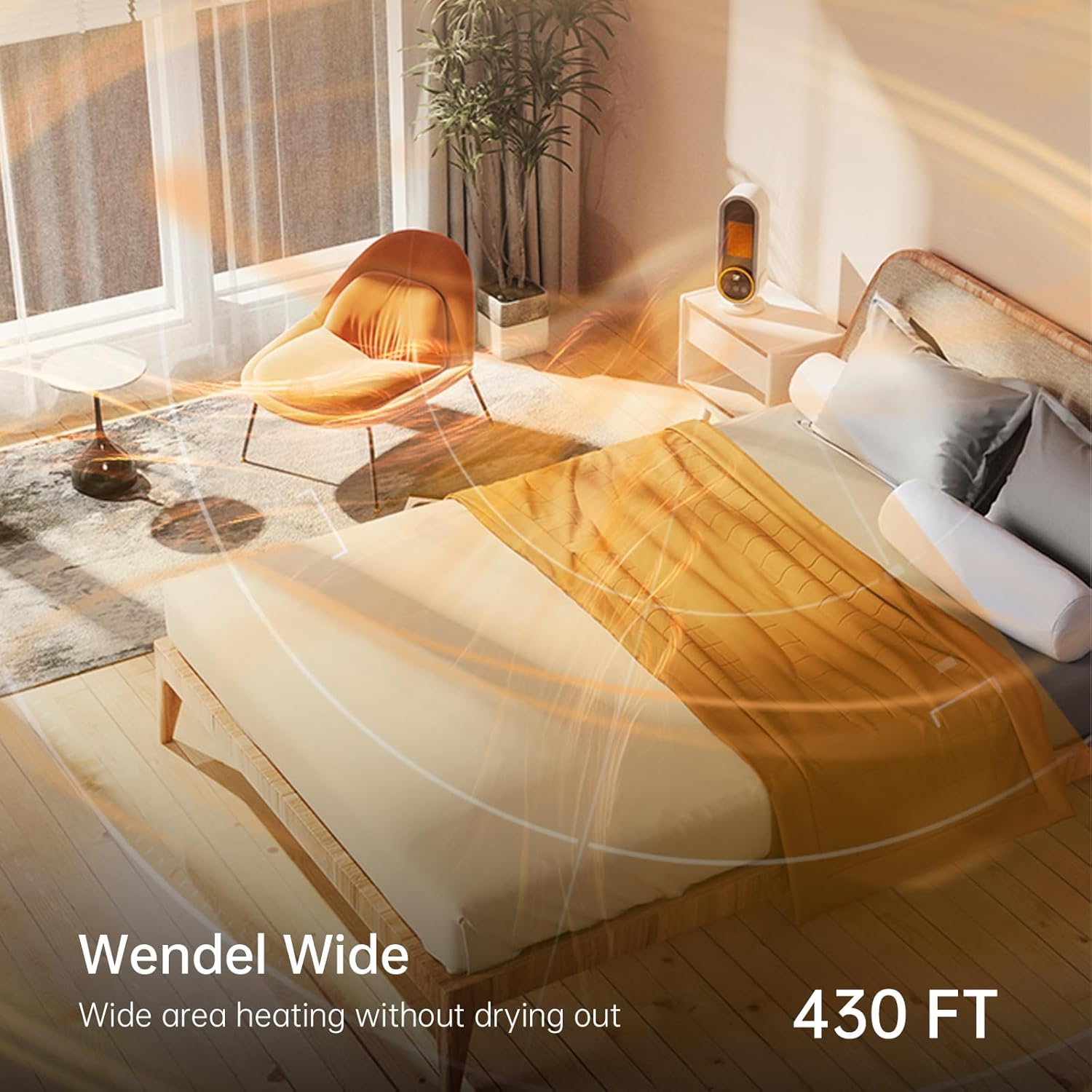 Chauffage d'appoint - Chauffage portable économe en énergie avec thermostat réglable, chauffage rapide 1200 W, technologie céramique PTC, télécommande - 2