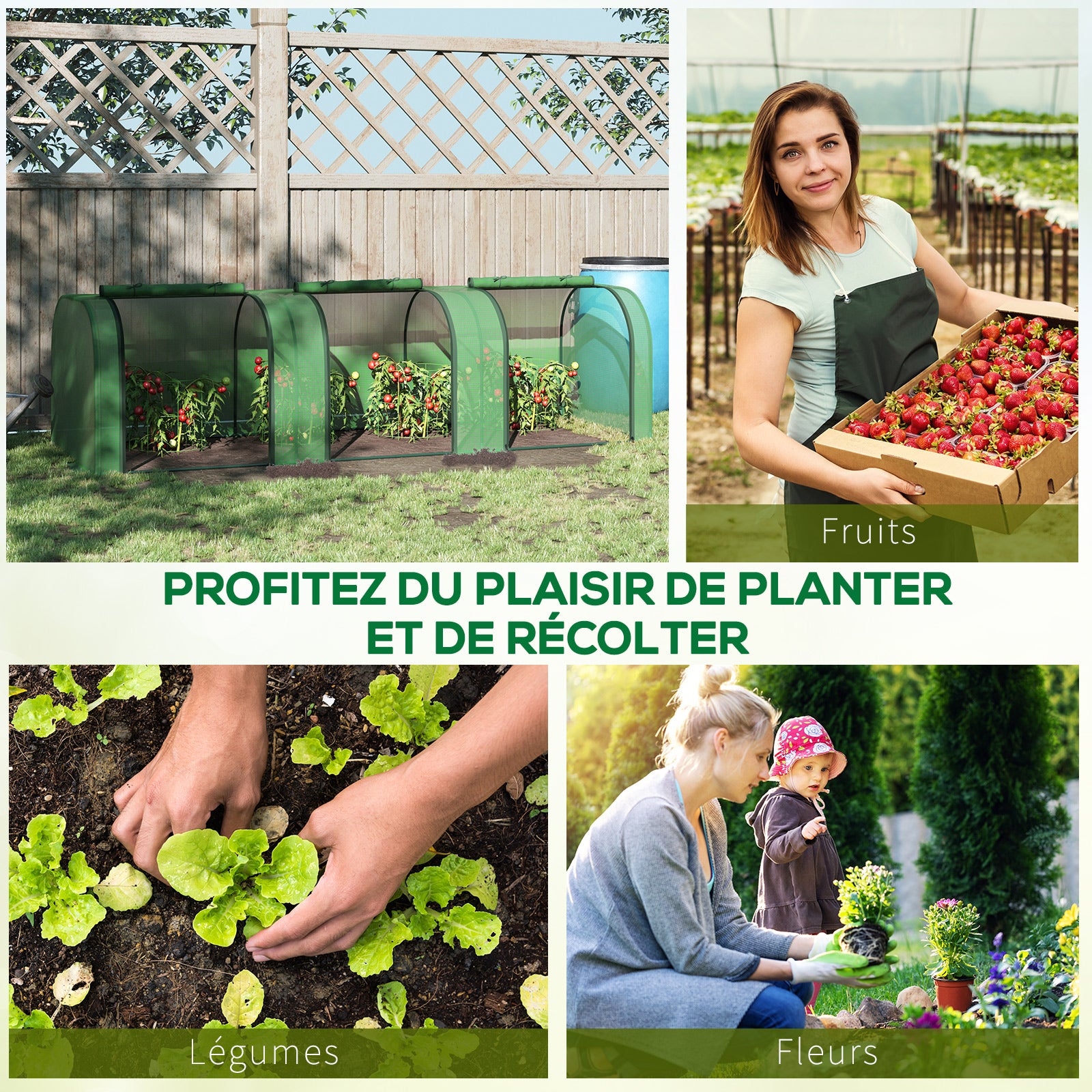 Mini Serre à Tomates, 3 x 1 x 0,8 m, Acier, PE Haute Densité 140 g/m² Anti-UV, 3 Fenêtres, Vert - 9