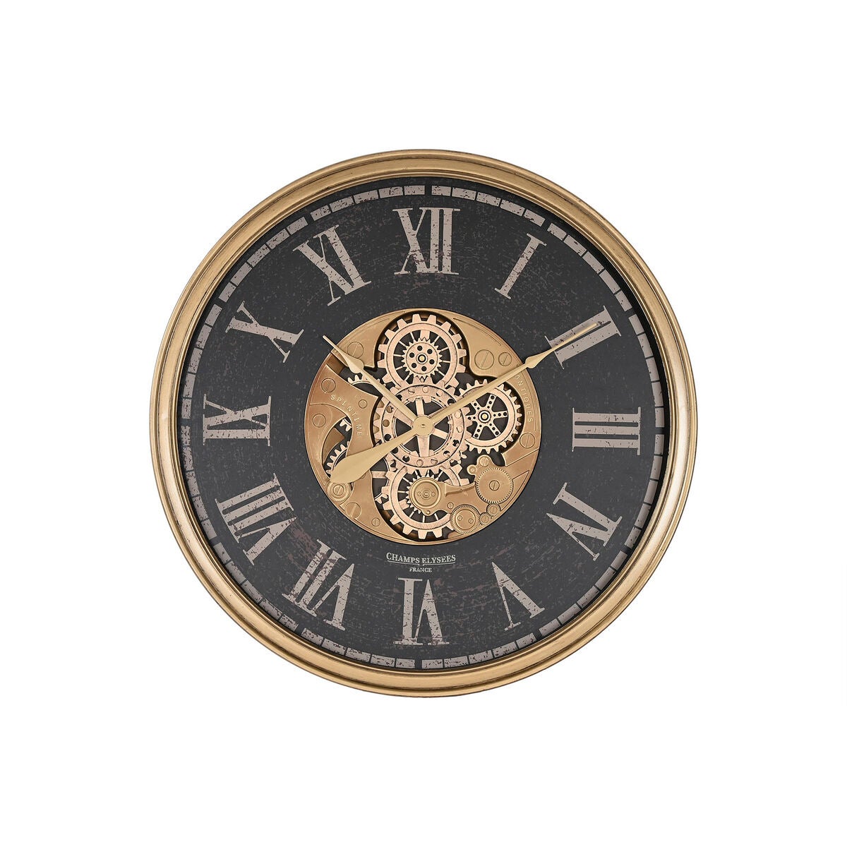 Reloj de pared home esprit negro dorado cristal hierro 80 x 9,5 x 80 cm