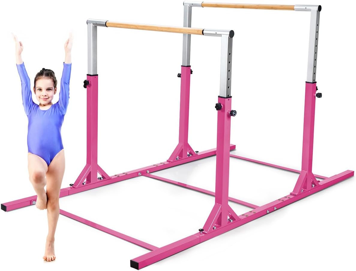 Stalowa Drążek Gimnastyczny, Regulowana Szerokość/Wysokość, Obciążenie 100-120 kg, Drążek Gimnastyczny dla Dzieci w Wieku od 6 do 12 Lat