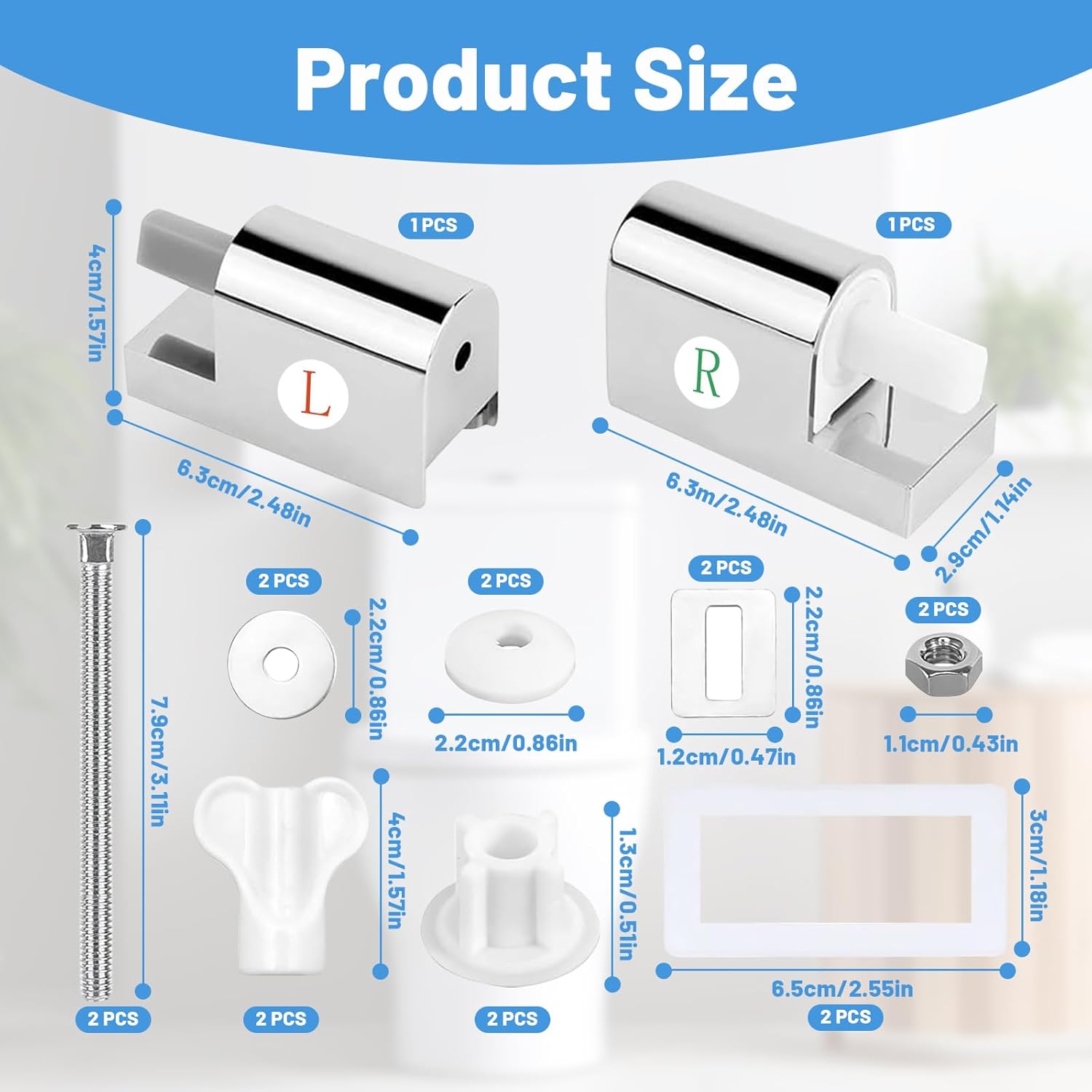 Kit De Fixation Abattant WC Universel - Métal Siège De Toilette Accessoires De Remplacement Pour Installer et Fixer Les Sièges - 2