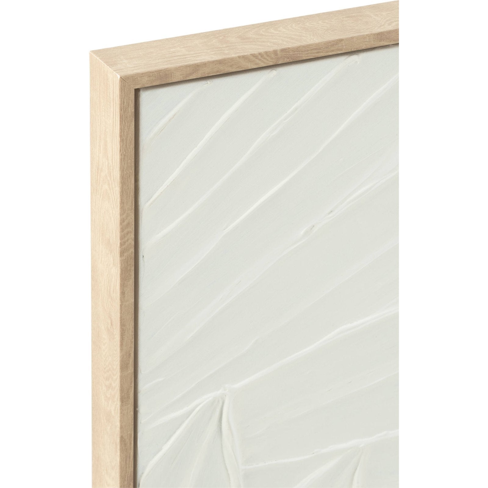 Tableau mural en bois blanc relief design pour salon élégant 83 x 4,3 x 123 cm Blanc naturel avec cadre bois clair - 3