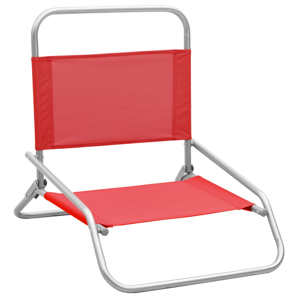 Chaises de plage pliables 2 pcs Rouge Tissu - 2