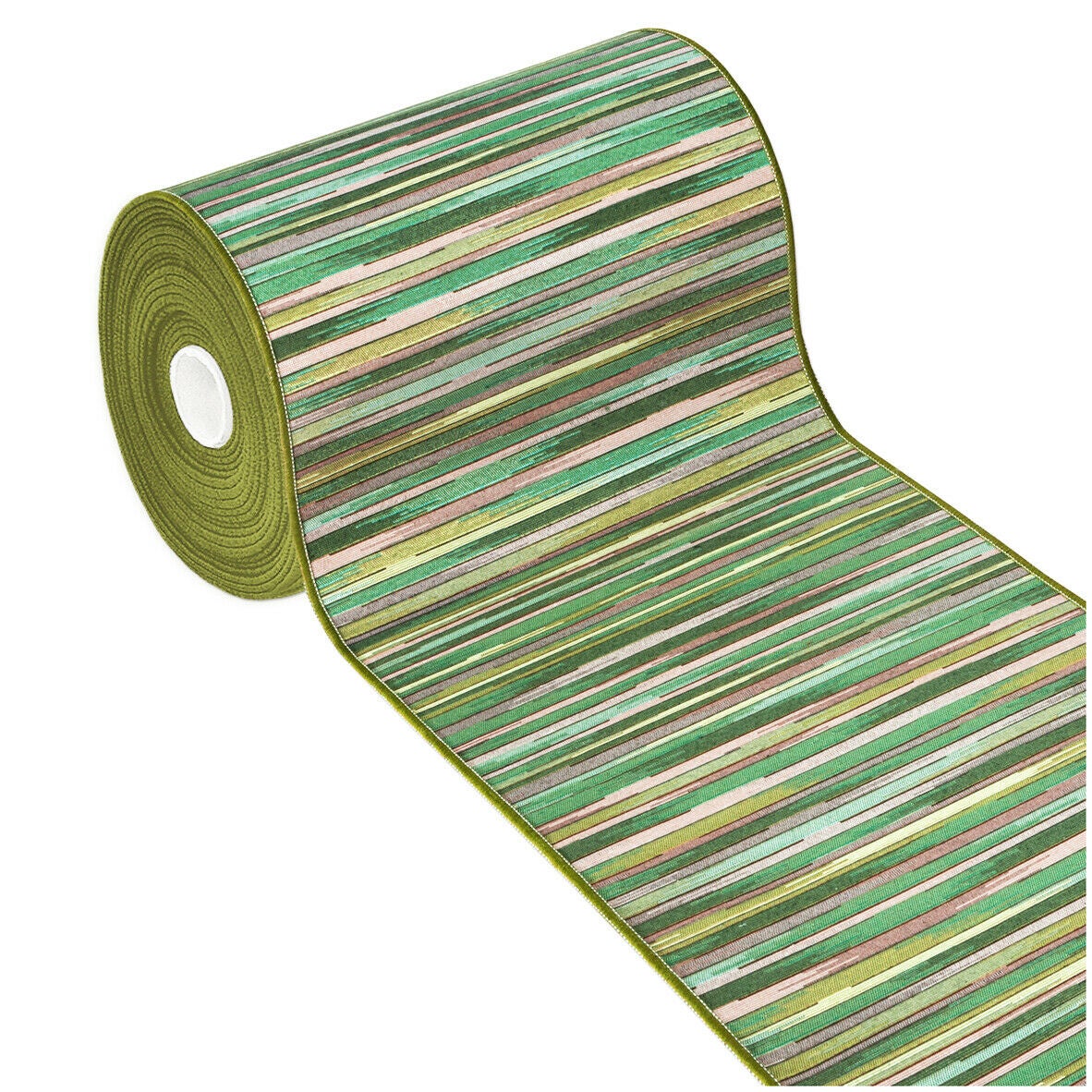 Alfombra de cocina 52x40 tejido plano gobelin tela corredor base antideslizante rayas efecto bambú verde