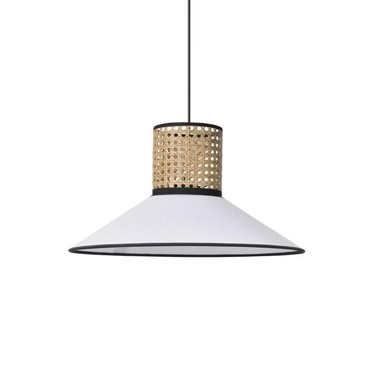 PENNSY-Suspension conique Coton/Cannage Ø44cm - - 3