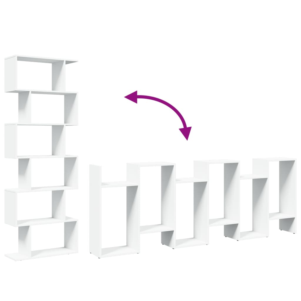Étagère séparatrice de pièce à 6 niveaux blanc 70x24x193 cm - 8