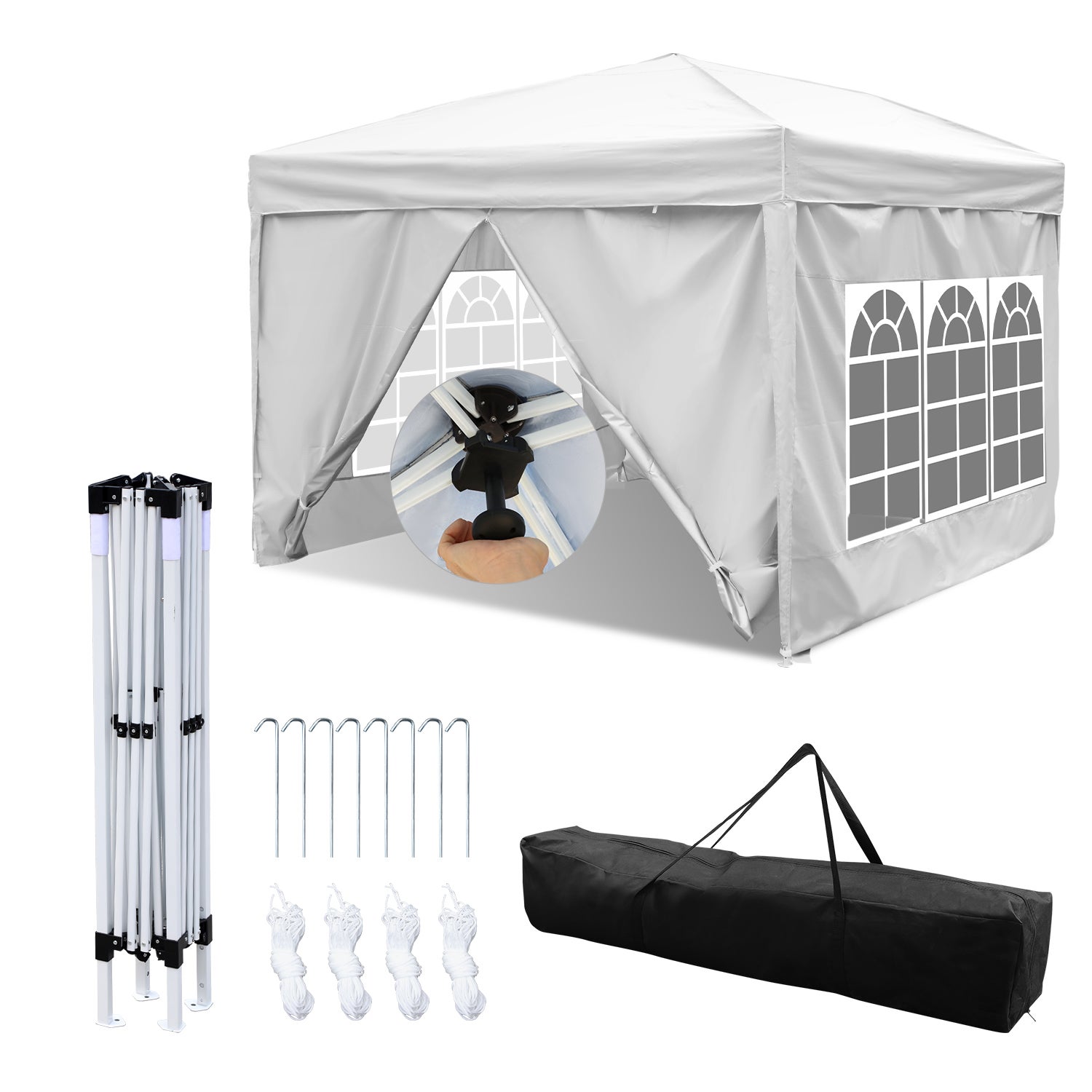 Tenda Pop Up 3-4 Persone – Impermeabile Da Campeggio Con Zanzariera E Tettoia – Blu - Foto 4