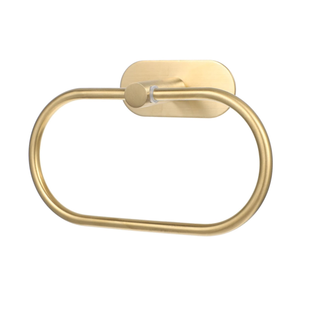 Owalny wieszak na ręczniki, ścienny akcesorium łazienkowe, bez wiercenia, stal nierdzewna, złoty