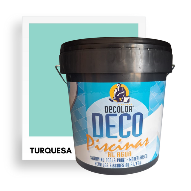 Peinture Piscine béton - 4L Turquoise (jusqu'à 20 m² 2 couches) - 6 couleurs - Haute résistance aux UV/Eau chlorée DECOLOR