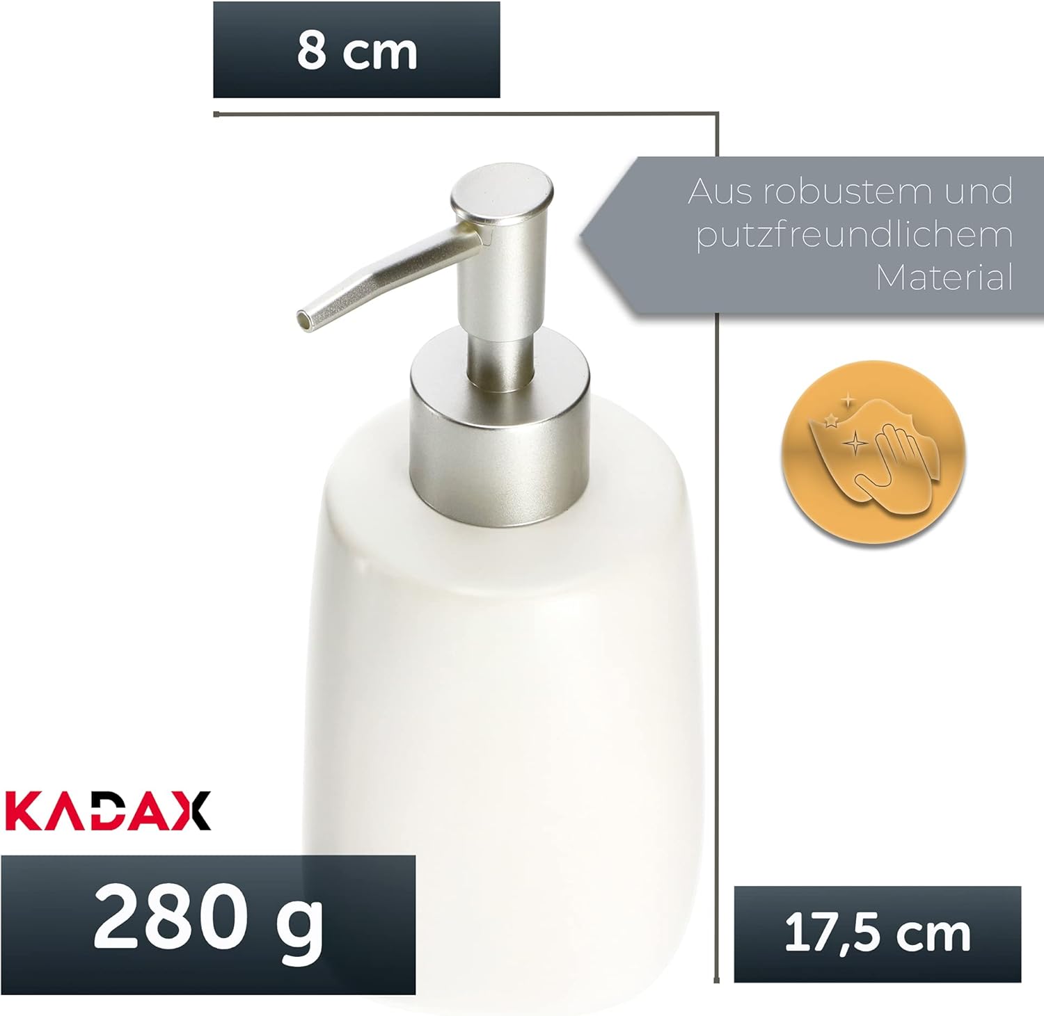 Distributore di sapone con pompa, distributore di sapone in emulsione ceramica, finitura opaca, distributore di sapone liquido, distributore di sapon - 4