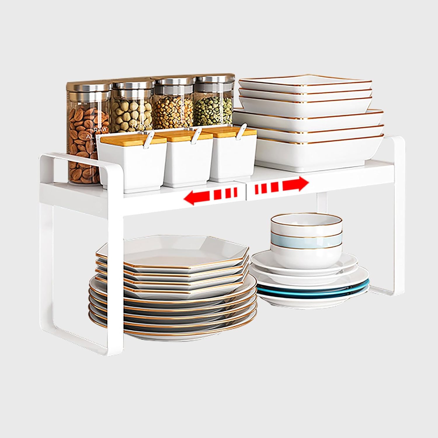 Inserto telescópico para armario, estante extensible para armario, organizador de cocina y encimera, encimeras, despensas, baño