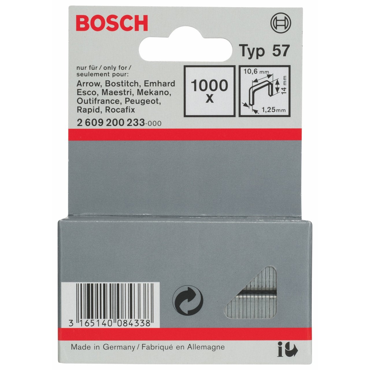 Bosch Klamra z drutu płaskiego typ 57, 10,6 x 1,25 x 14 mm -2609200233 - 3