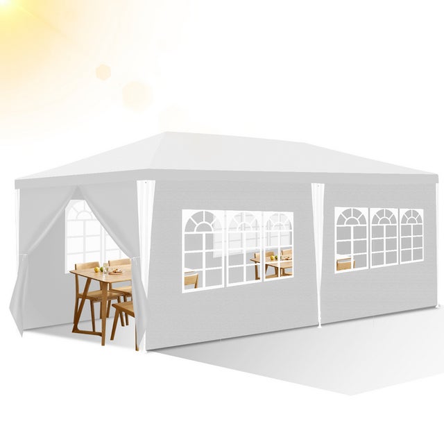 Tente Pavillon Mariages Tente de Jardin – Tente de jardin festive en construction robuste en acier, parfaite pour les mariages 3x6m Blanc