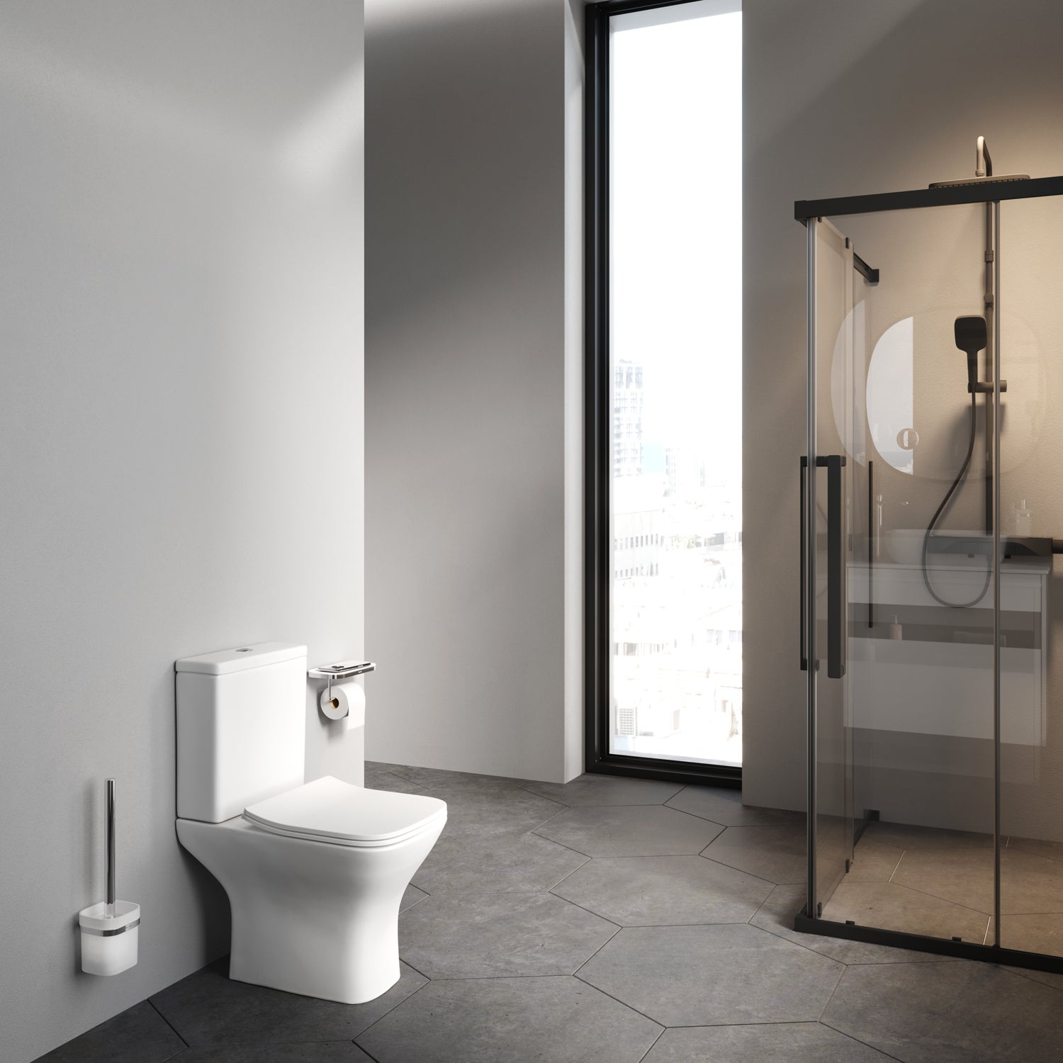 Pack WC à poser sortie horizontale sans bride, Gem, avec couvercle de siège Softclosing FlashClean CGA8601PSC Blanc AM.PM - 10