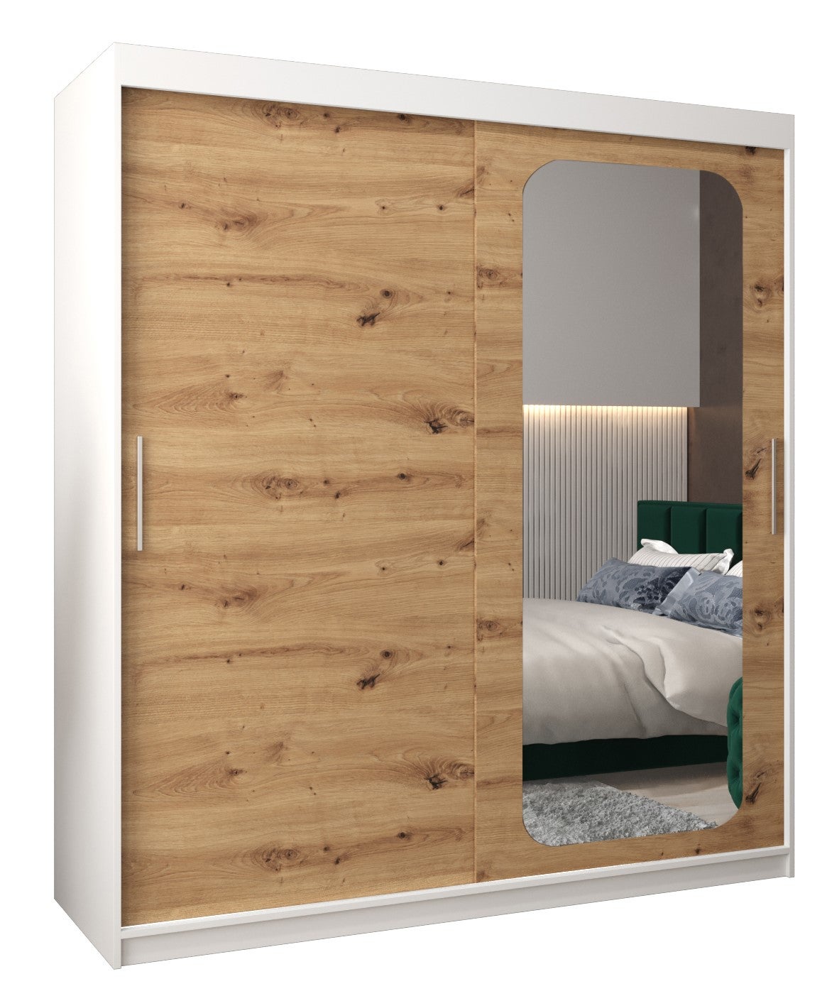 Szafa przesuwna garderoba PROMO T2 180 x 62 x 200 cm Biały + Artisan - Abiks Meble