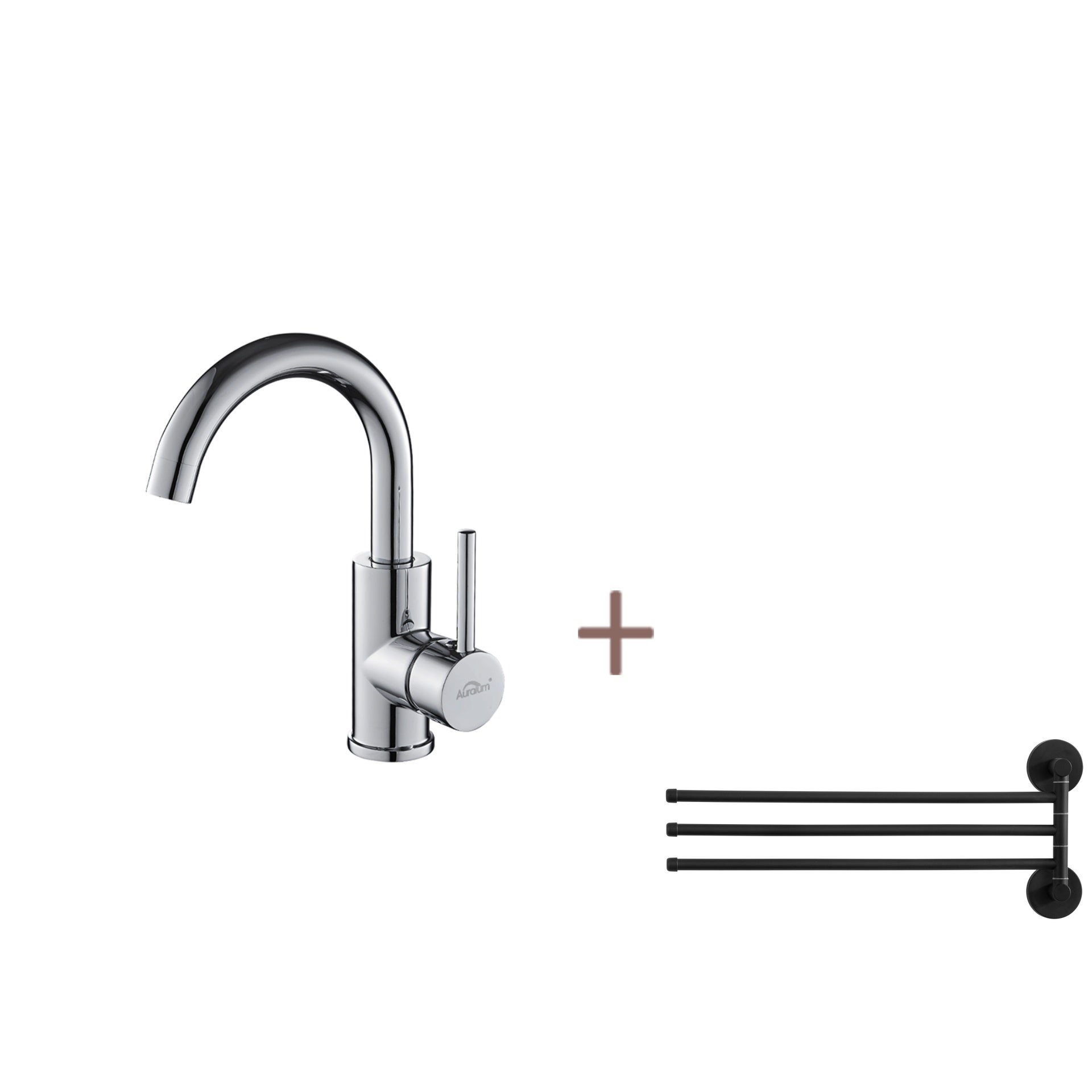 Grifo Para Lavabo De Cascada De Gran Altura En Acero Inoxidable 304, Diseño Curvo, Manija