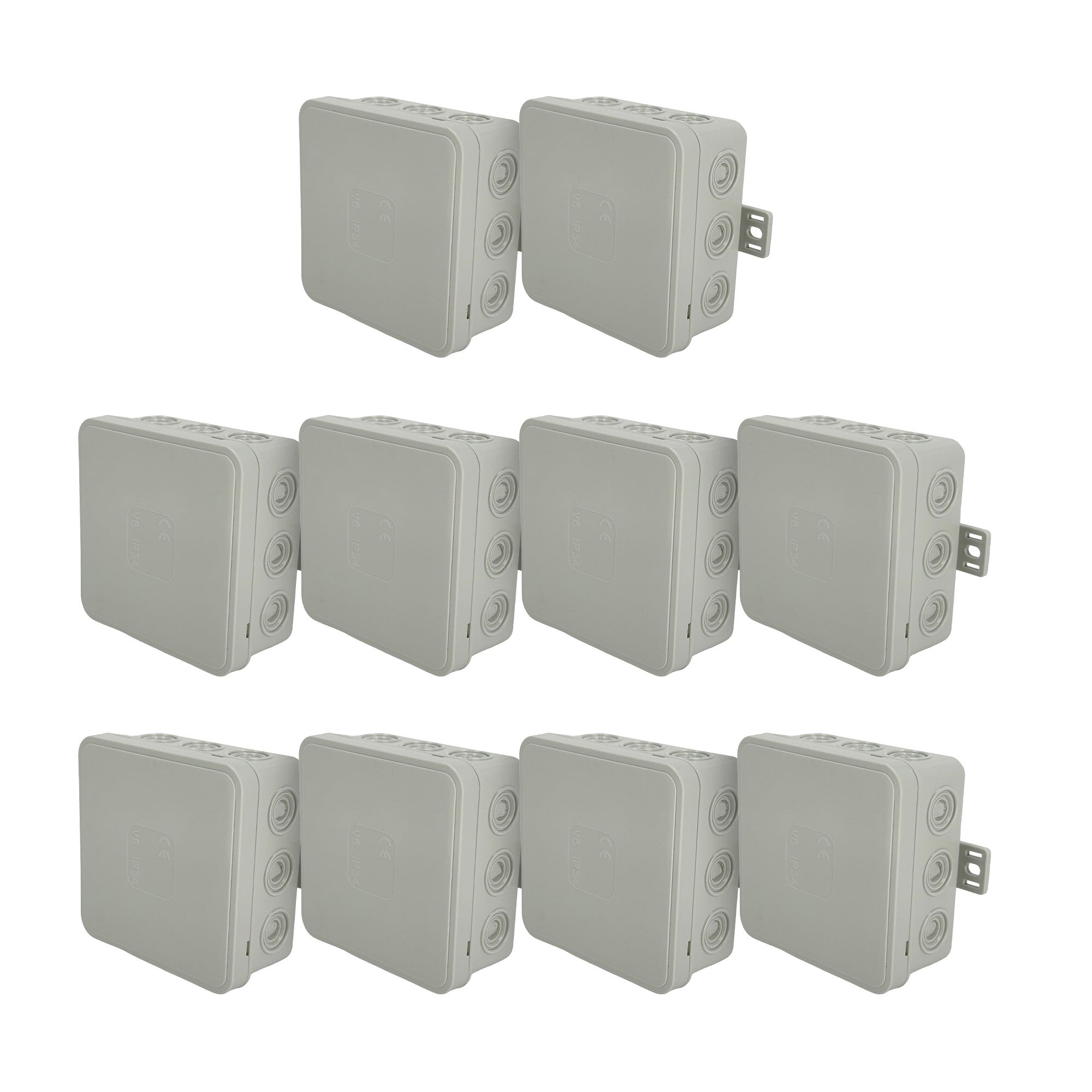 Puszka natynkowa hermetyczna elastyczna 85x85x41mm 12-wlotowa, zamknięcie "na klik" IP54 szara EDO 10szt