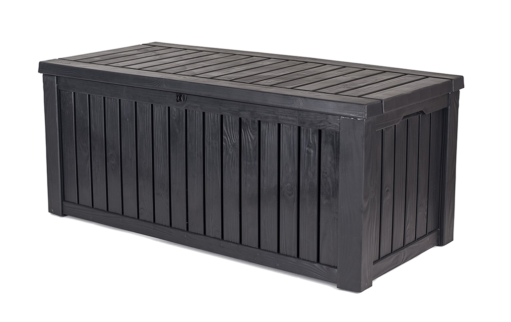 Keter Rockwood Cassapanca Esterno - 570 Litri, Resina Marrone, 155x72.4x64.4 Cm