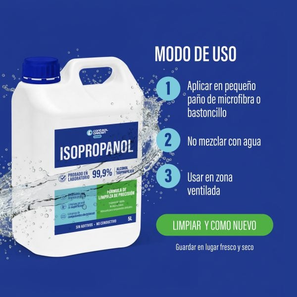 Alcool Isopropylique Isopropanol 5 L 99,9% Pureté Control Garden | Solvant de Nettoyage Professionnel Sans Résidus - 5