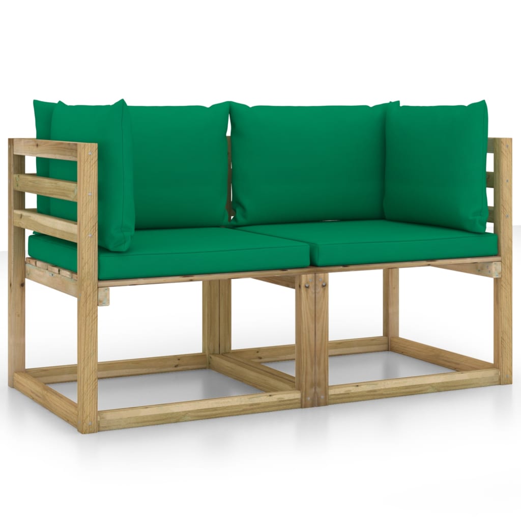 Set da giardino con divano componibile in 2 pezzi con 2 poltrone angolari e tavolino Roubly