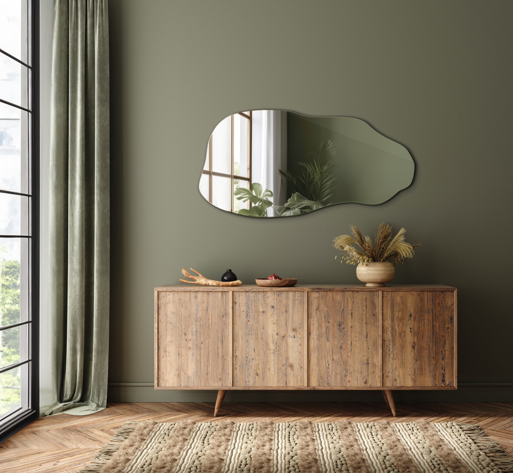 Miroir asymétrique organique irrégulier pour la salle de bain, le salon - 45 cm x 90 cm - 5