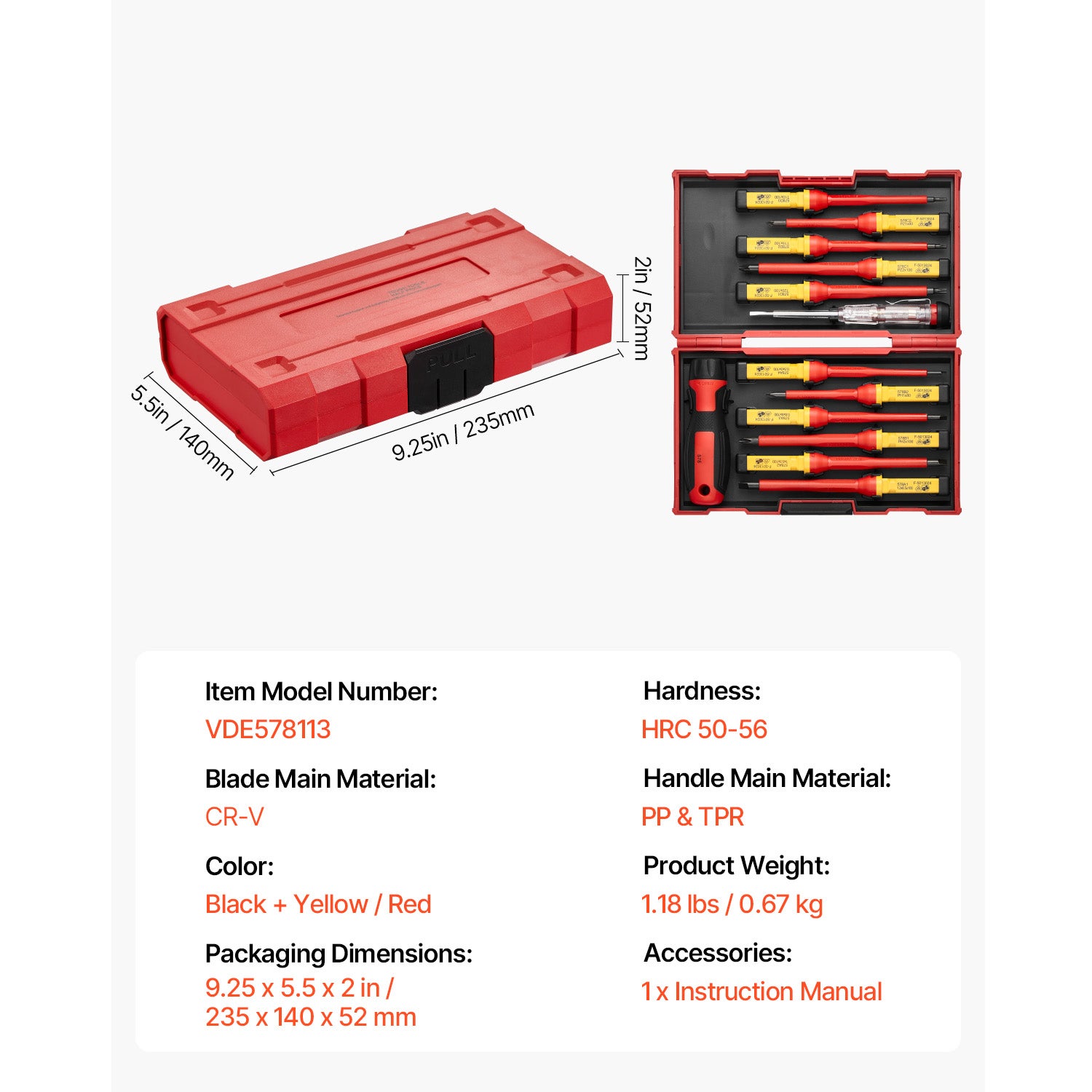Jeu de tournevis isolés SucceBuy 13 pièces,outils d'électricien 1000 V,embouts magnétiques Phillips,fendus et Torx (professionnels) - 9