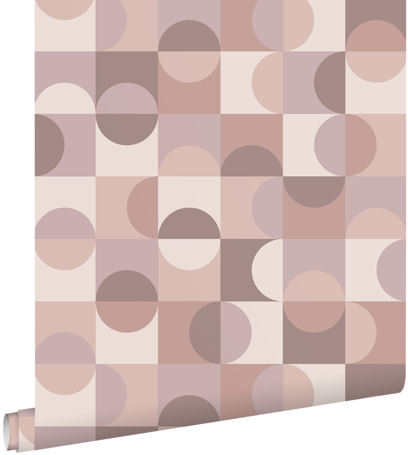 Tapeta koła w stylu Bauhaus jasnego fioletu,różowymIbrązowym - 50 x 900 cm - ESTAHOME
