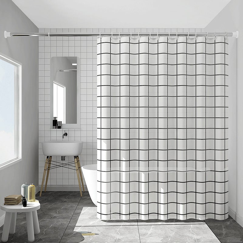 1 szt. 180 x 200 cm zasłona prysznicowa szybkoschnąca wodoodporna z obciążonym brzegiem, zmywalna zasłona łazienkowa z poliestru z 12 haczykami