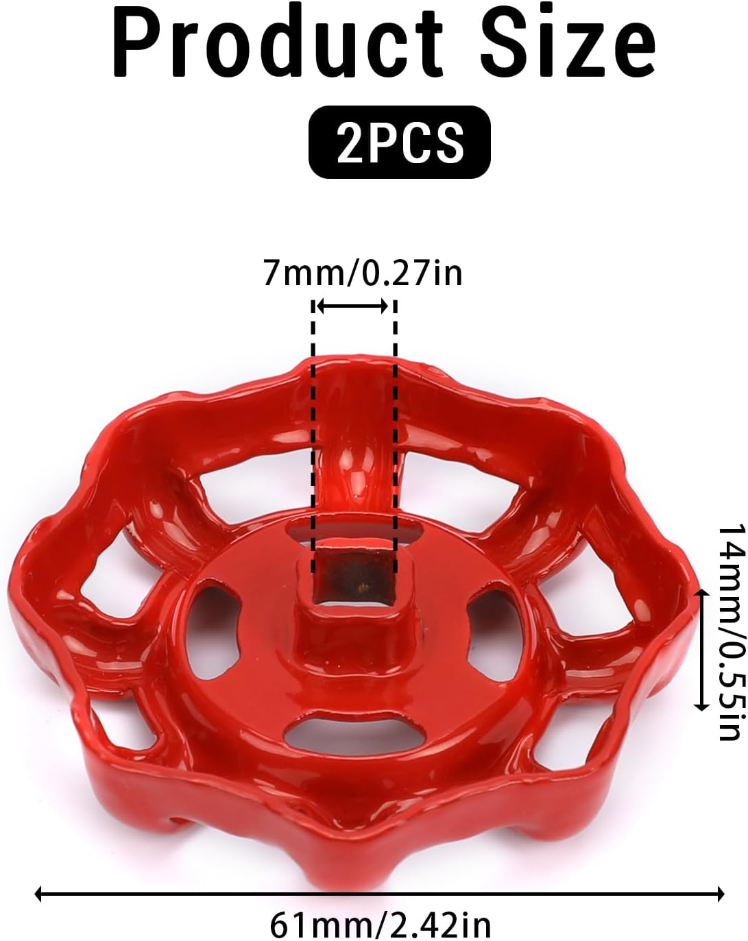 YARNOW 2 Pcs Poignée Roue Robinet Fonte - Remplacement Valve Extérieure Rouge
