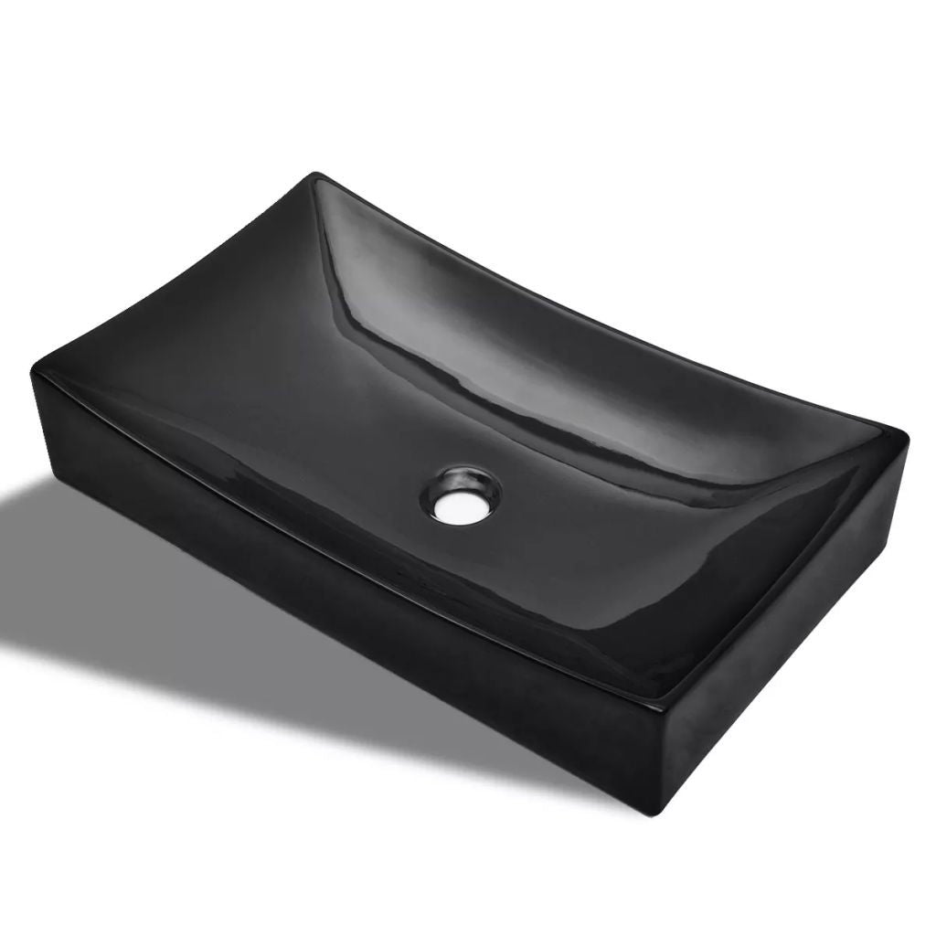 Lavabo rectangular 65,5 x 39 cm cerámico para baño negro 02_0002501 ...