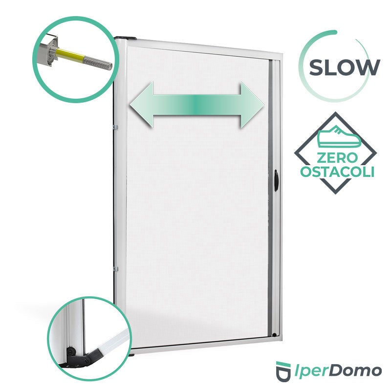 Zanzariera A Rullo Scorrevole Per Porte Finestre - Riducibile In Alluminio 150x250cm Con Frizione, Bianco - Foto 2