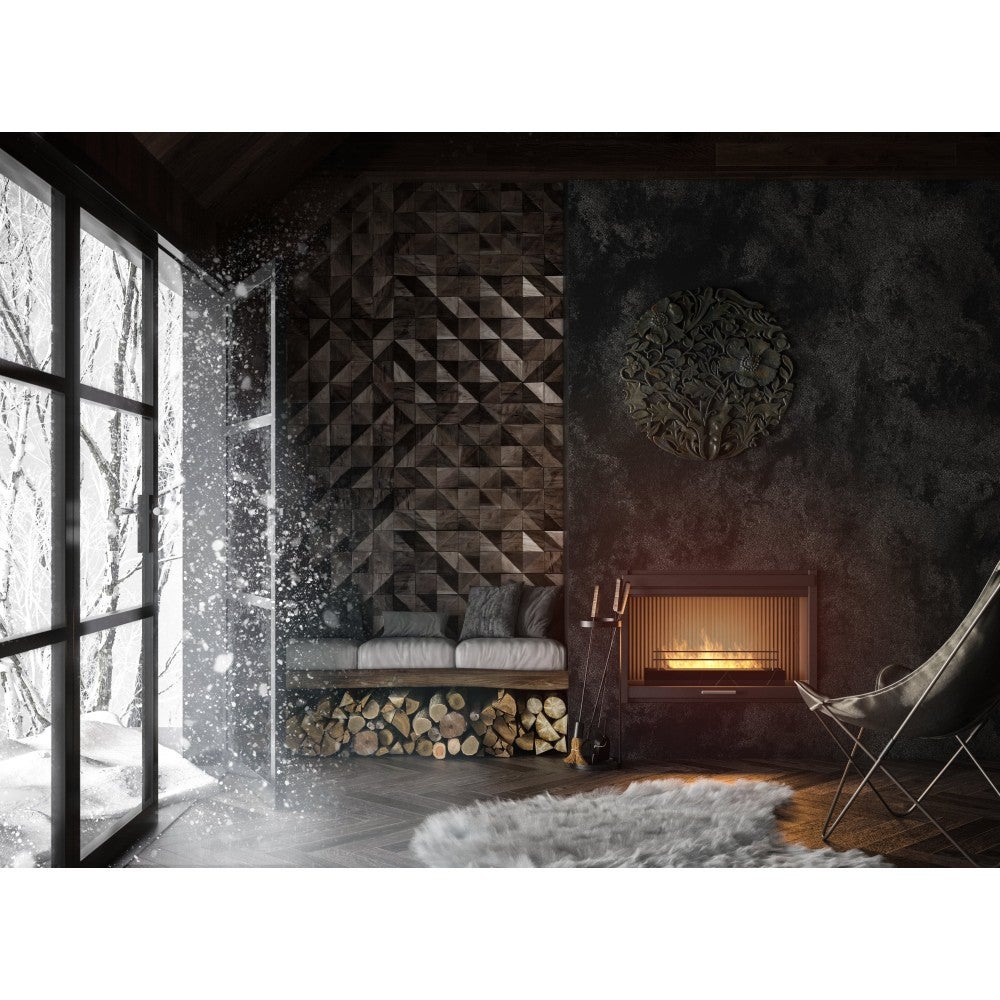 Brûleur au bioéthanol avec insert de plan de travail en acier inoxydable noir mat 60 cm avec verre - 2