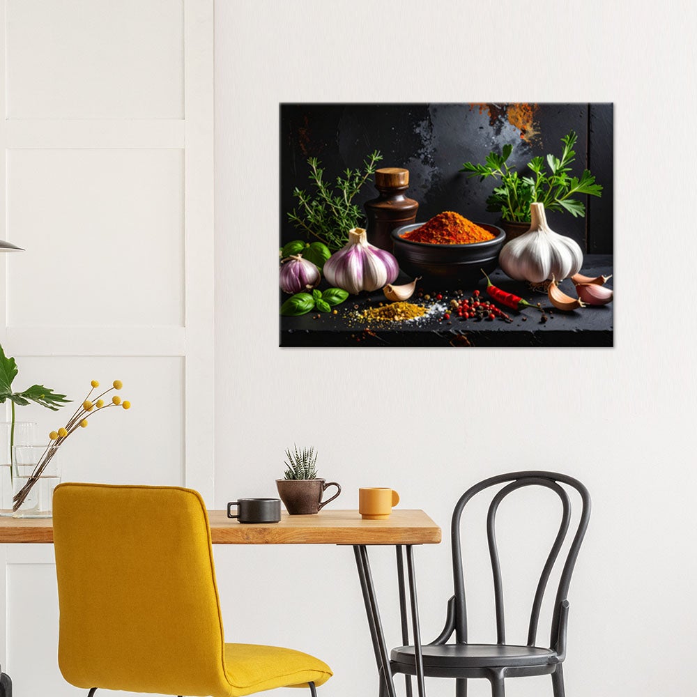 Obraz do kuchni restauracji baru jadalni, Przyprawy zioła czosnek 120x80 - 2