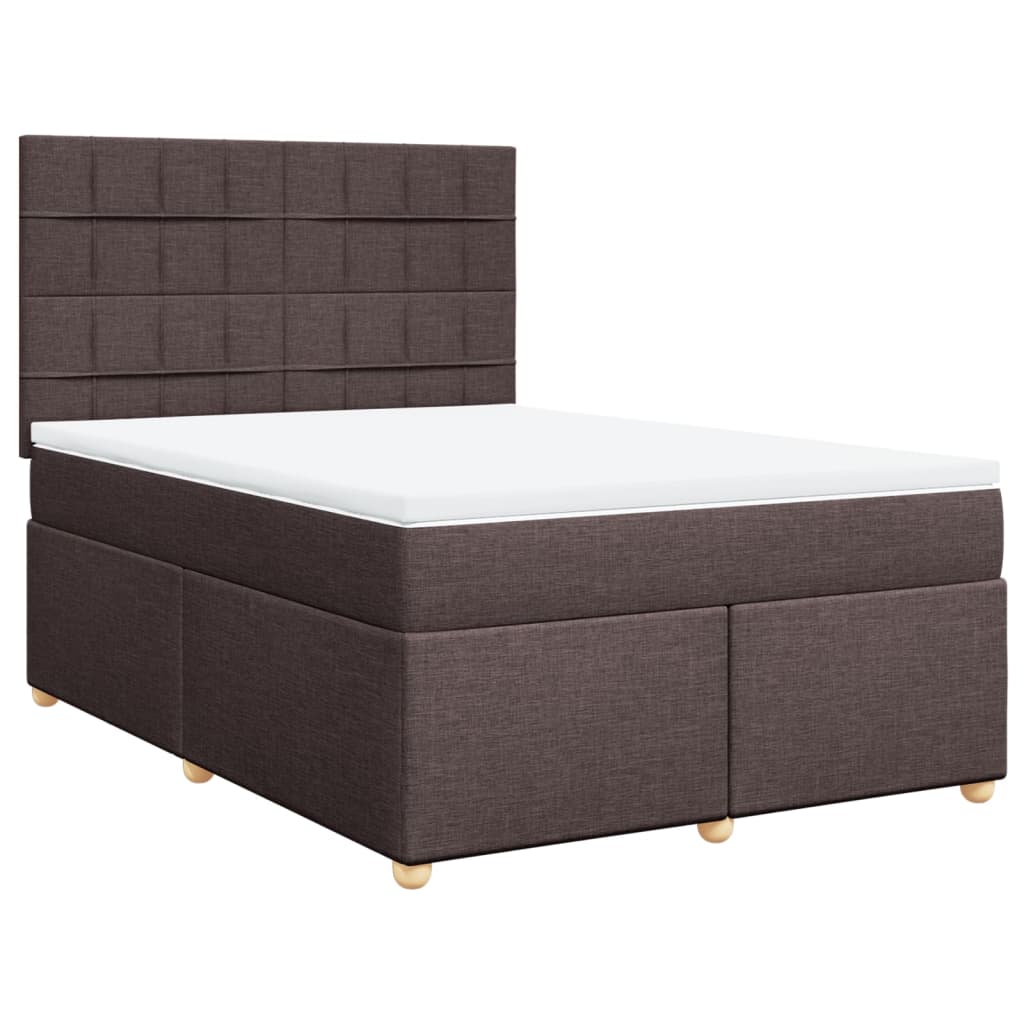 Cama box spring con colchón tela marrón oscuro 140x200 cm | Leroy Merlin
