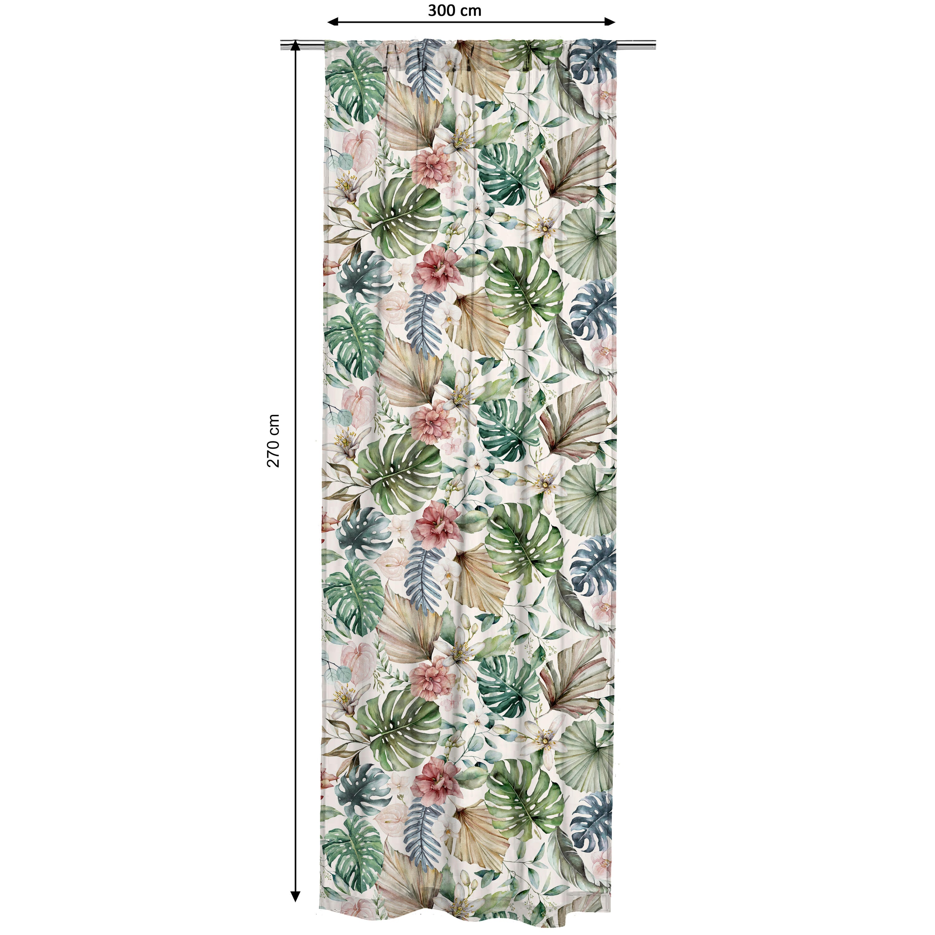 Zasłona taśma marszczona Nuanea bawełna INSPIRE kwiat wielokolorowy 300x270cm - 2