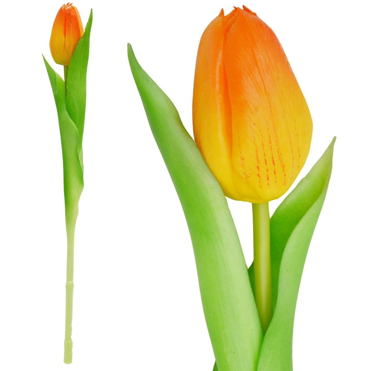 Sztuczny tulipan pomarańczowy 31 cm - kwiat dekoracyjny do wazonu, pojedynczy