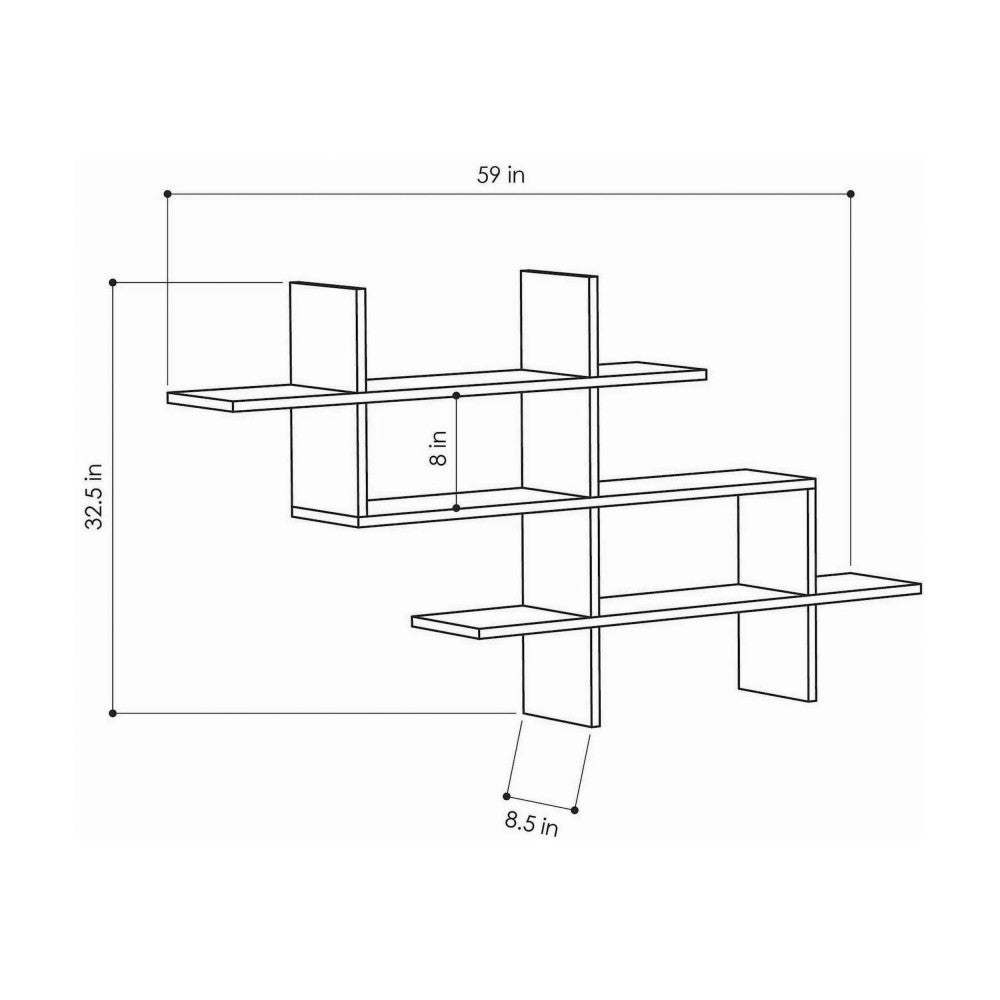 Graph - Étagère murale en bois L150cm - Bois clair - 5