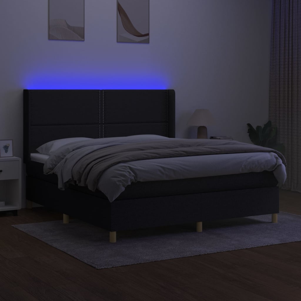 Maison Exclusive - Sommier à lattes de lit matelas et LED Noir 180x200 cm Tissu - 3