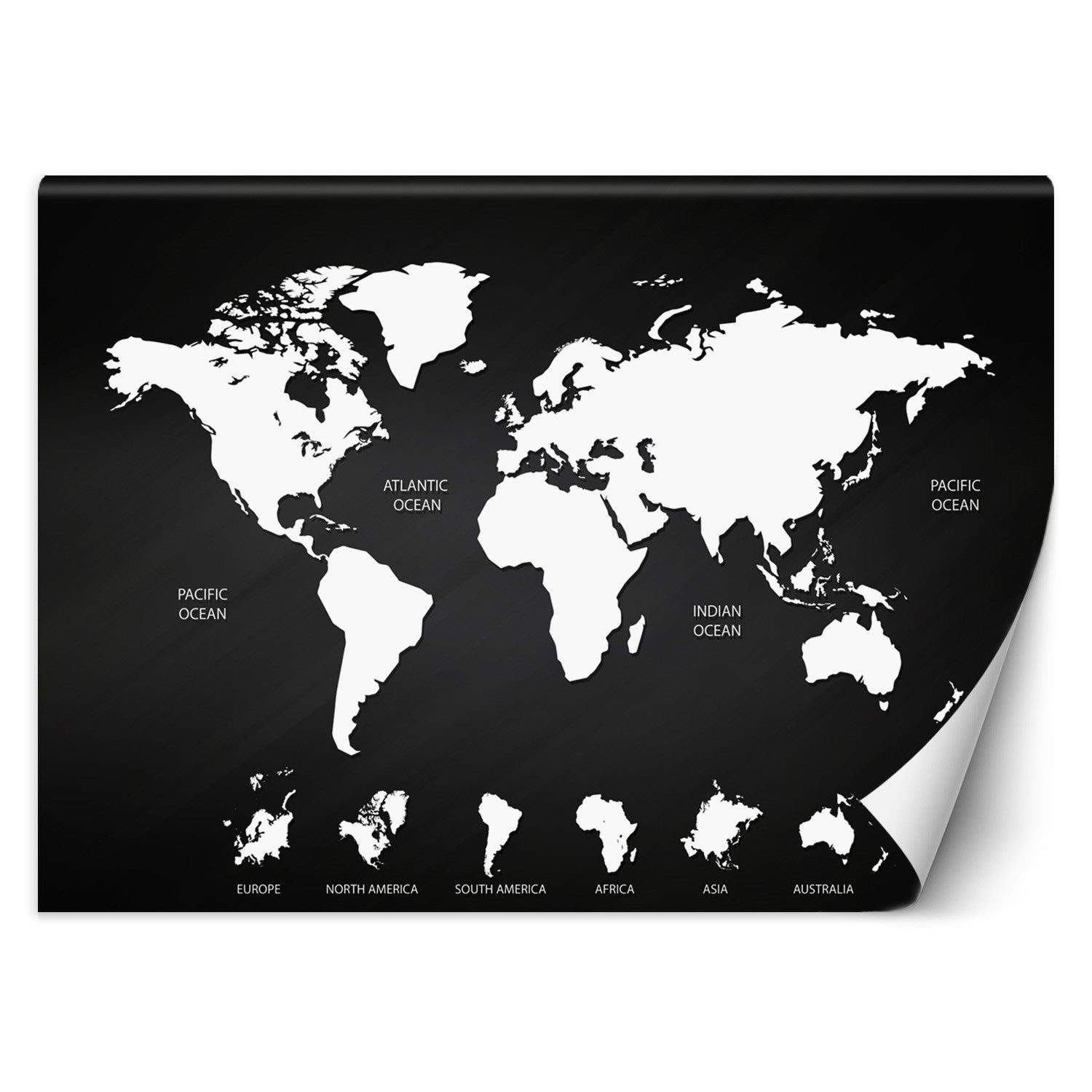 Fototapeta, Czarno biała mapa świata 200x140