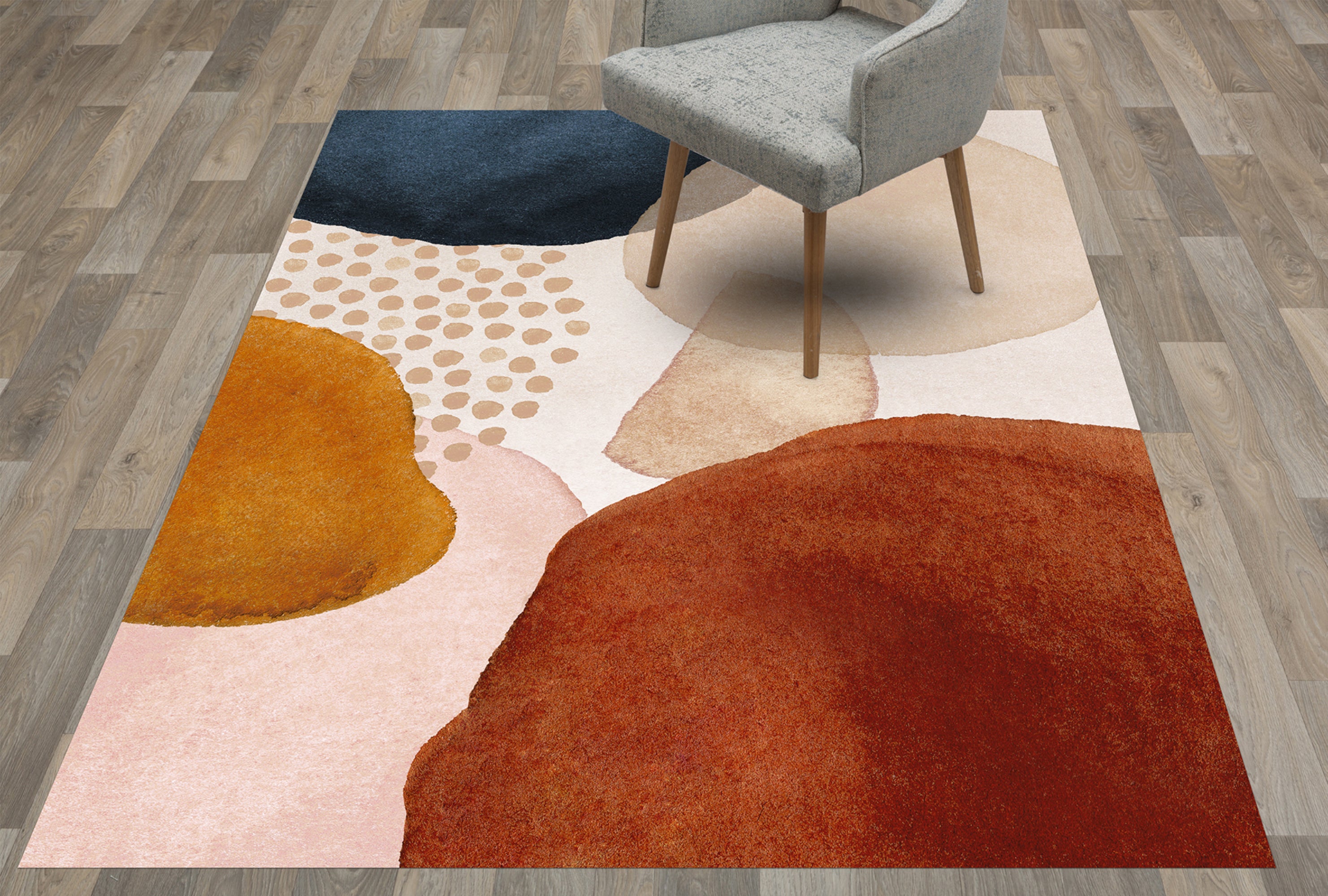 Tapis antidérapant en vinyle, Anoushka 133x200 cm - PVC imprimé, lavable, ignifuge, pour le salon et la cuisine, style moderne - 6