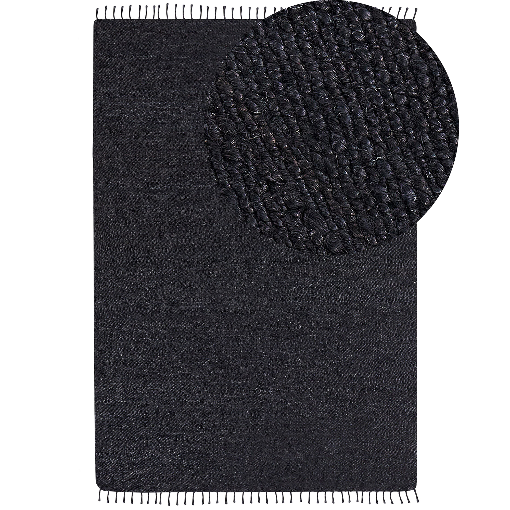 Beliani alfombra de yute negra 160 x 230 cm sinankoy