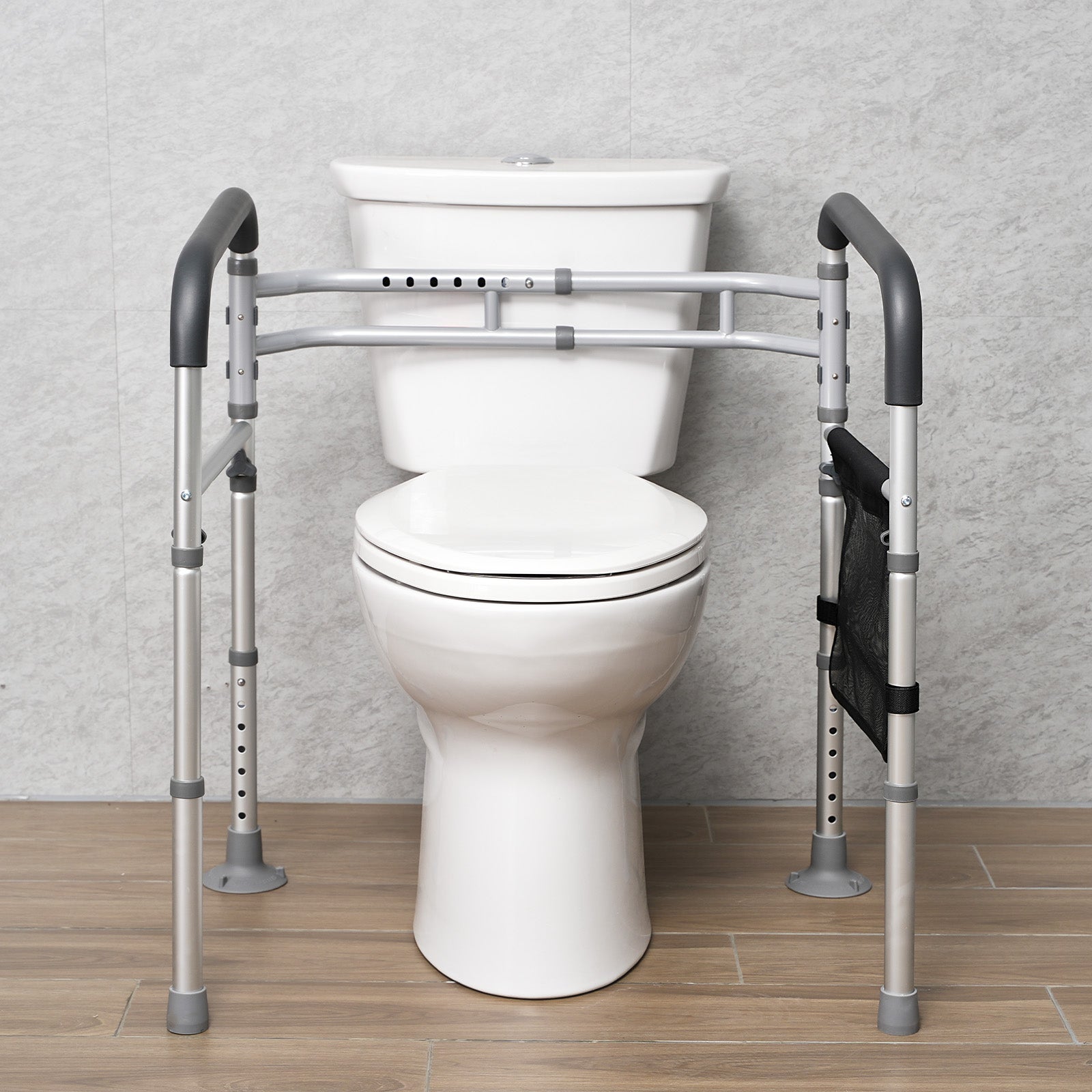 Cadre de toilette sécurisé VEVOR pliable en alliage d’aluminium renforcé avec barres d’appui antidérapantes, capacité 136 kg pour personnes âgées - 8