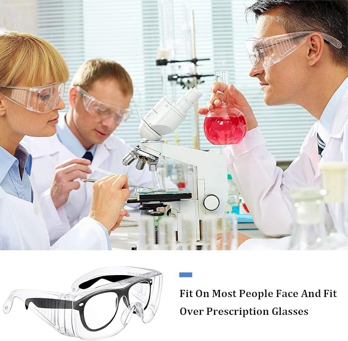 Lunettes de protection, antibuée, anti-gouttelettes, anti-poussière, également adaptées à un usage quotidien, transparentes, lot de 3. - 5