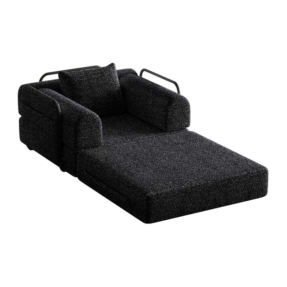 Canapé modulable 2 en 1, tapissé en chenille douce et résistante, rangement latéral intégré et structure métallique renforcée, idéal pour le salon - 7