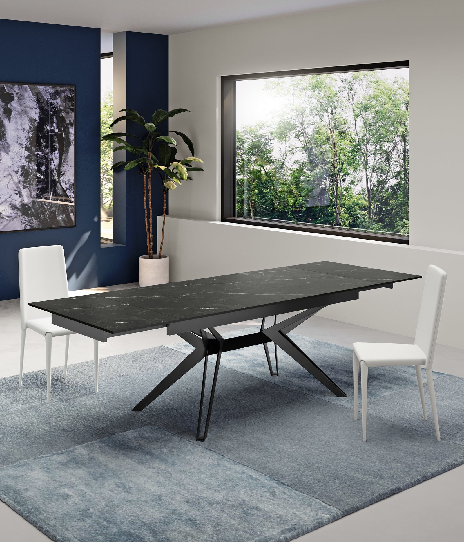 Match 3 - Rozkładany stół (160/240 x 90 cm) w kolorze czarnej ceramiki