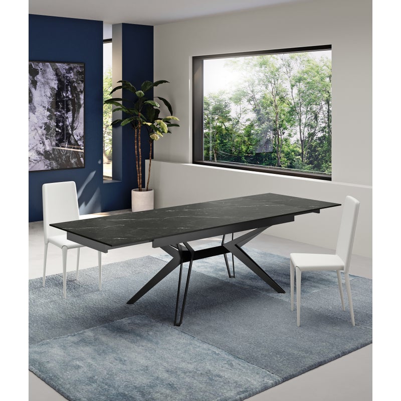 Match 3 - Rozkładany stół (160/240 x 90 cm) w kolorze czarnej ceramiki