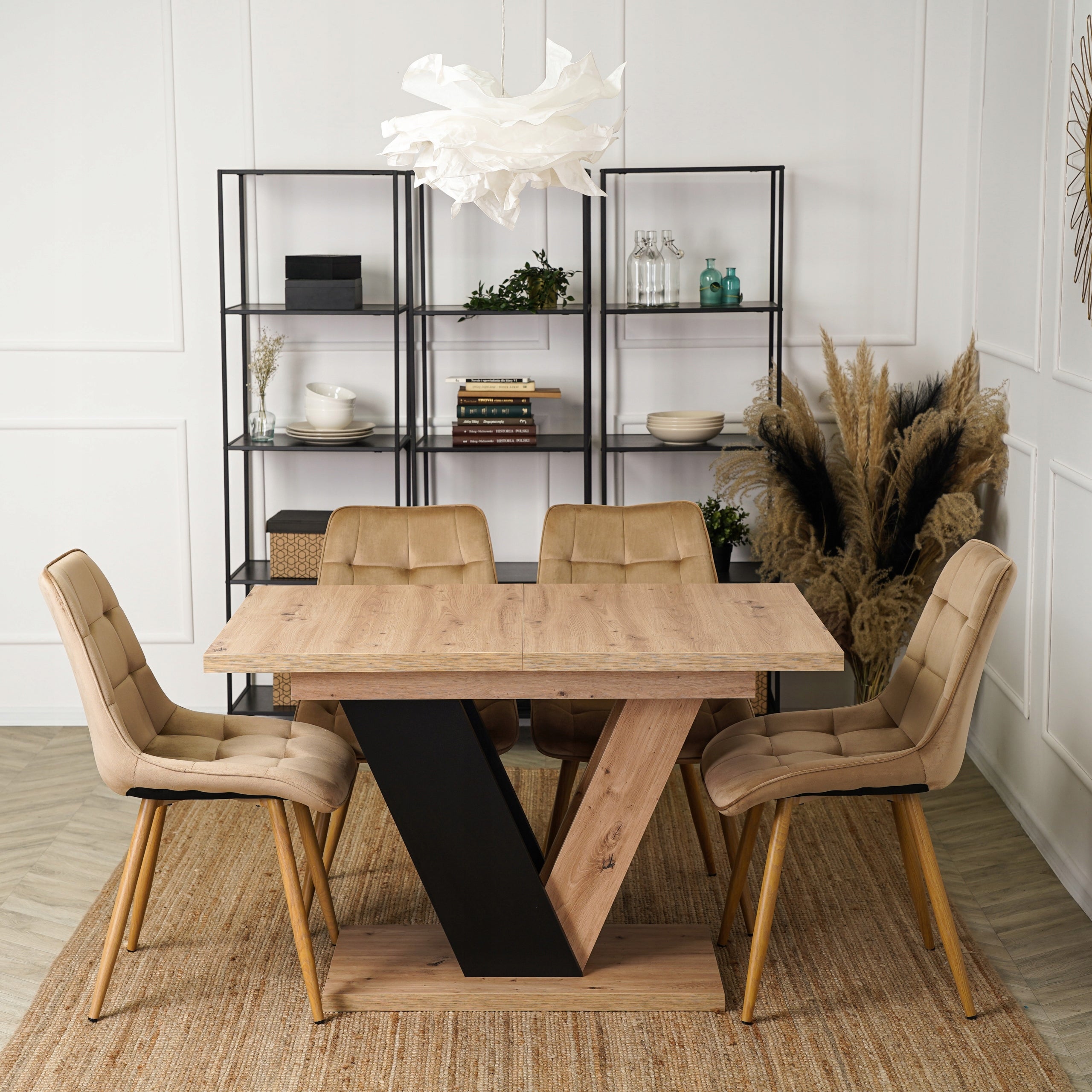 Stół Rozkładany Nowoczesny Salon Jadalnia Czarny Dąb Artisan CLARK 120/160 - 6