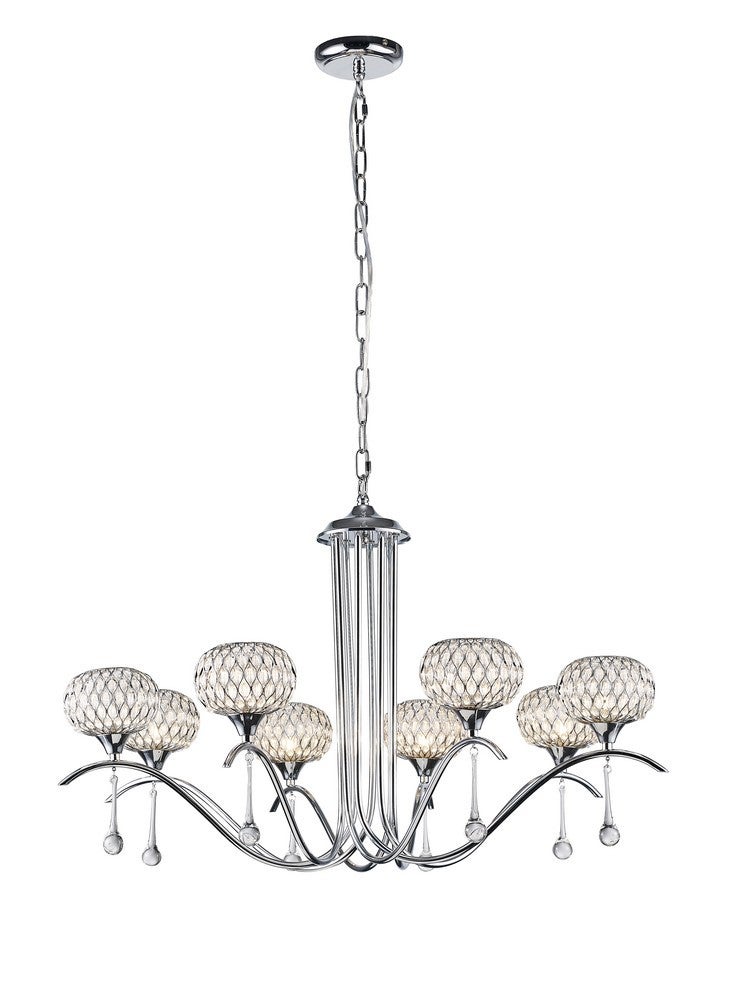 Suspension Chelsie 8 Ampoules chrome poli/verre transparent - 4