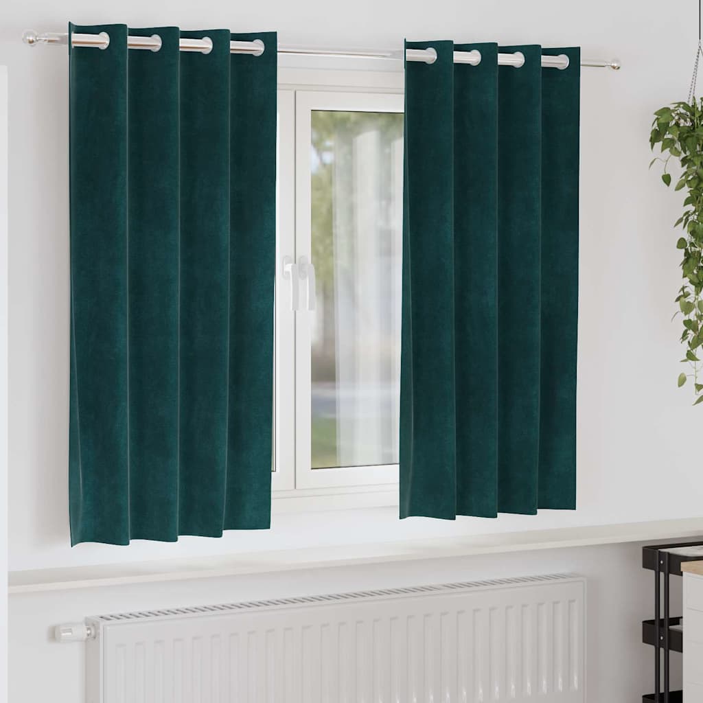 Zasłony zaciemniające 2 pcs Ciemna zieleń 140 x 175 cm Aksamit vidaXL