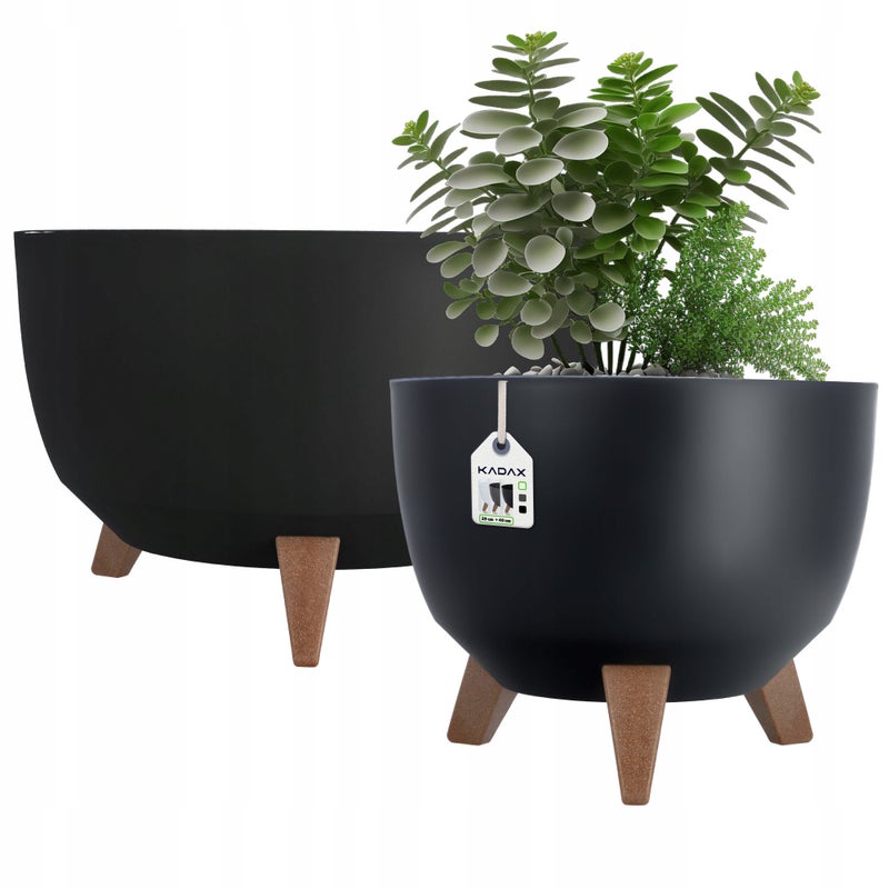 DONICZKA DONICA OSŁONKA NA NÓŻKACH WKŁAD KWIETNIK 29+40 cm CZARNA MISA 2szt